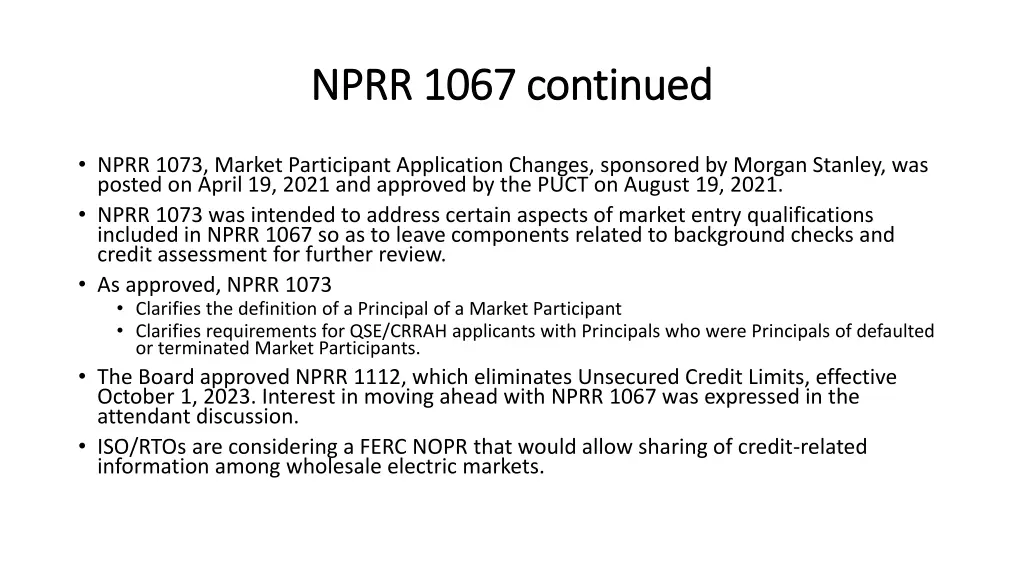 nprr 1067 continued nprr 1067 continued 1