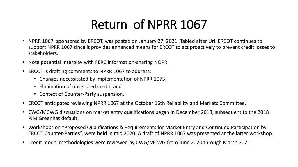return of nprr 1067 return of nprr 1067