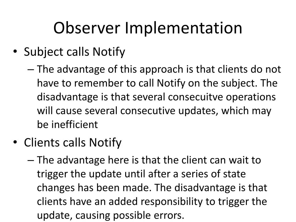 observer implementation subject calls notify