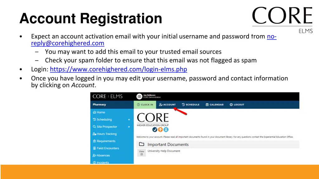 account registration
