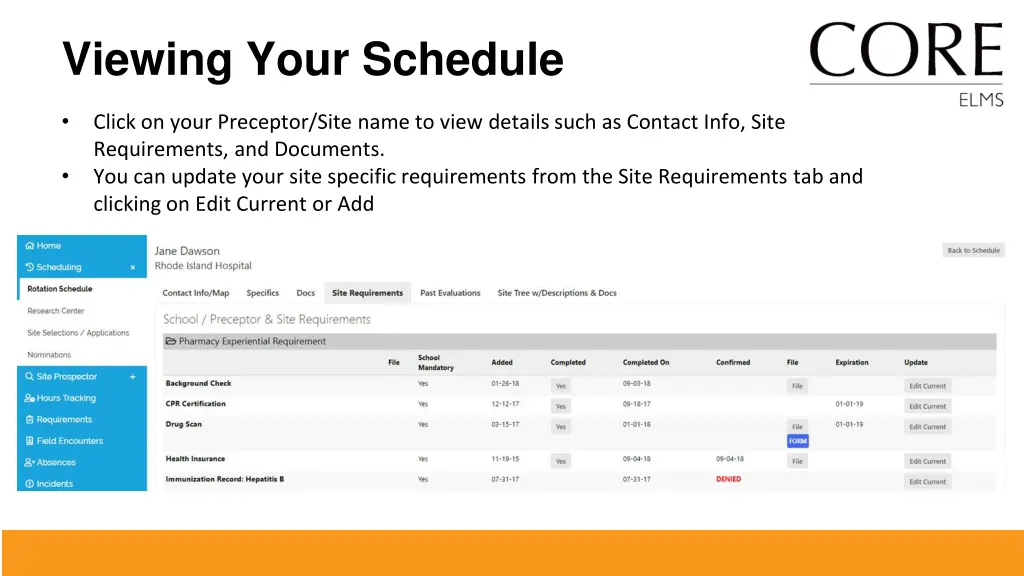 viewing your schedule 1