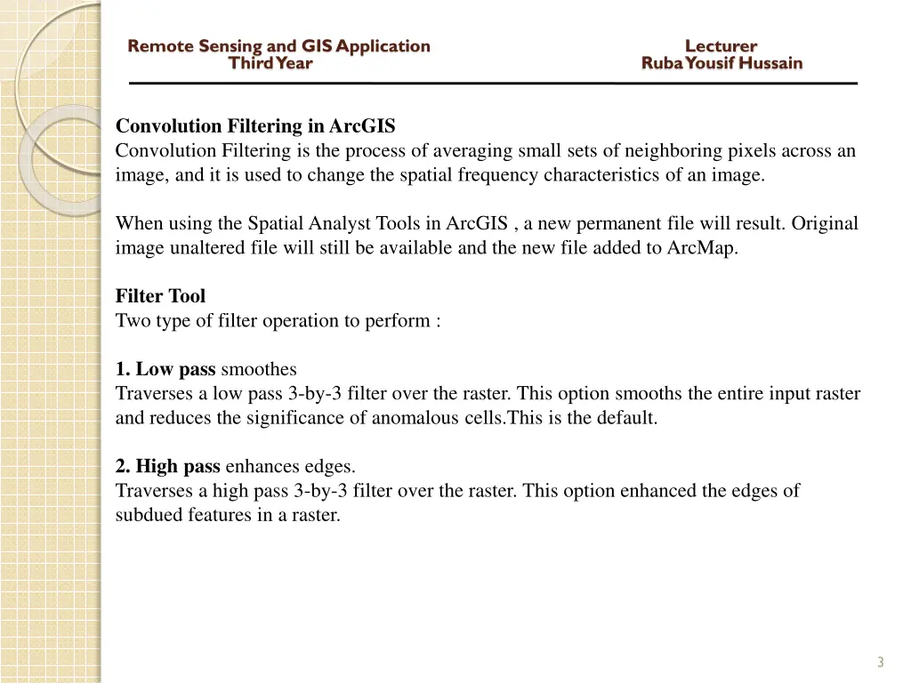 remote sensing and gis application lecturer third 1
