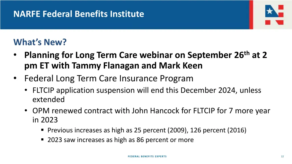 narfe federal benefits institute 10