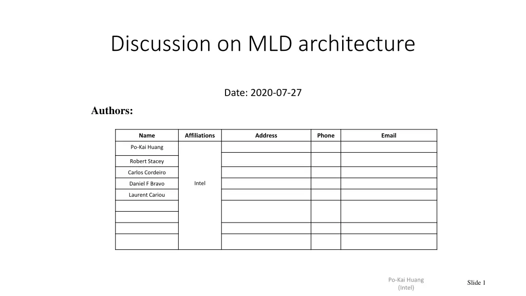 discussion on mld architecture