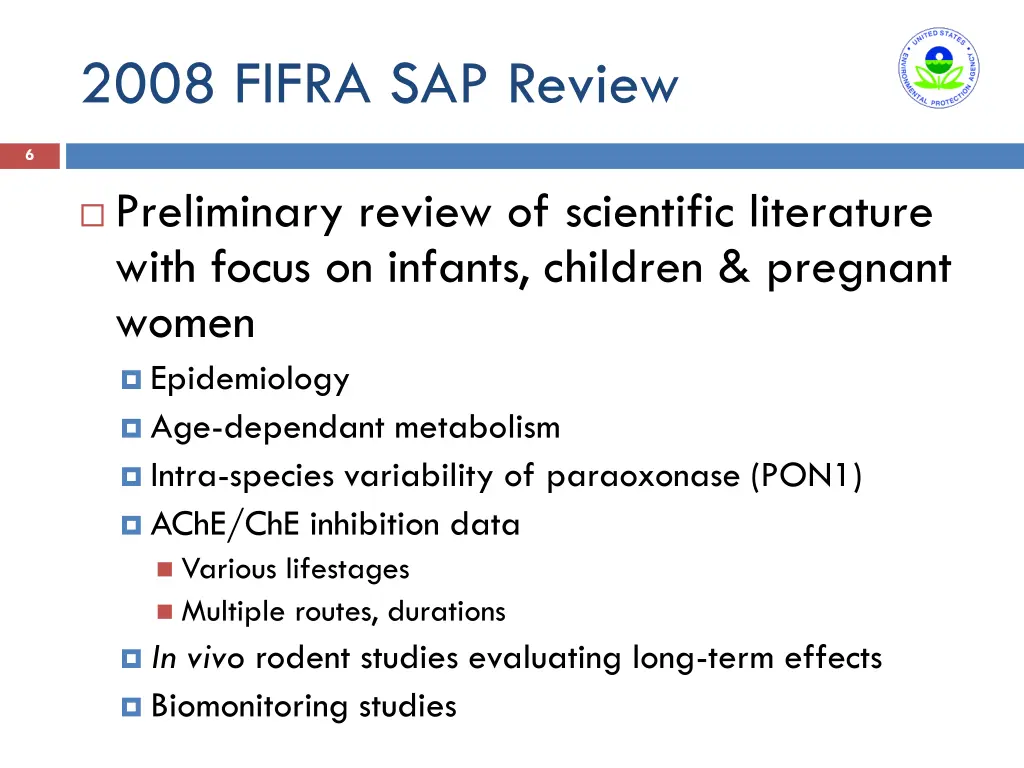 2008 fifra sap review