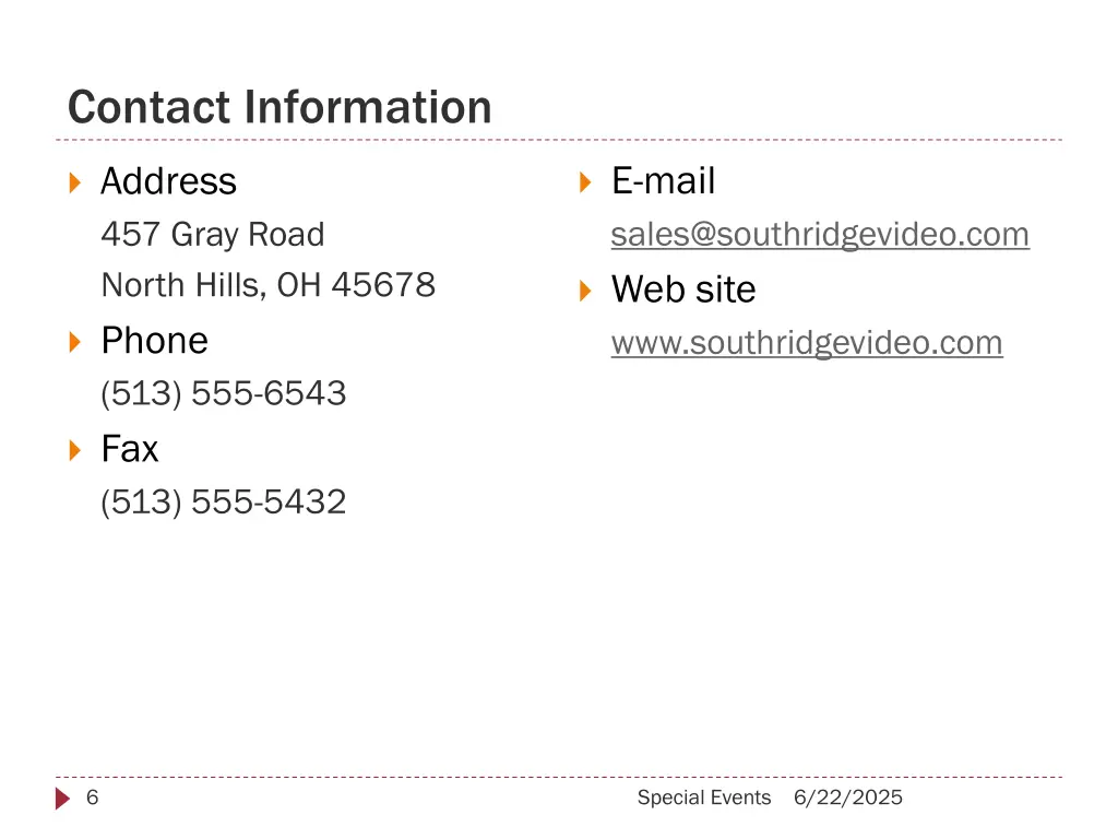 contact information