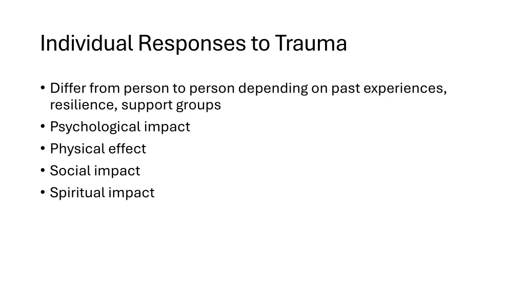 individual responses to trauma
