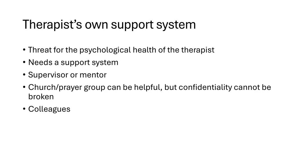 therapist s own support system