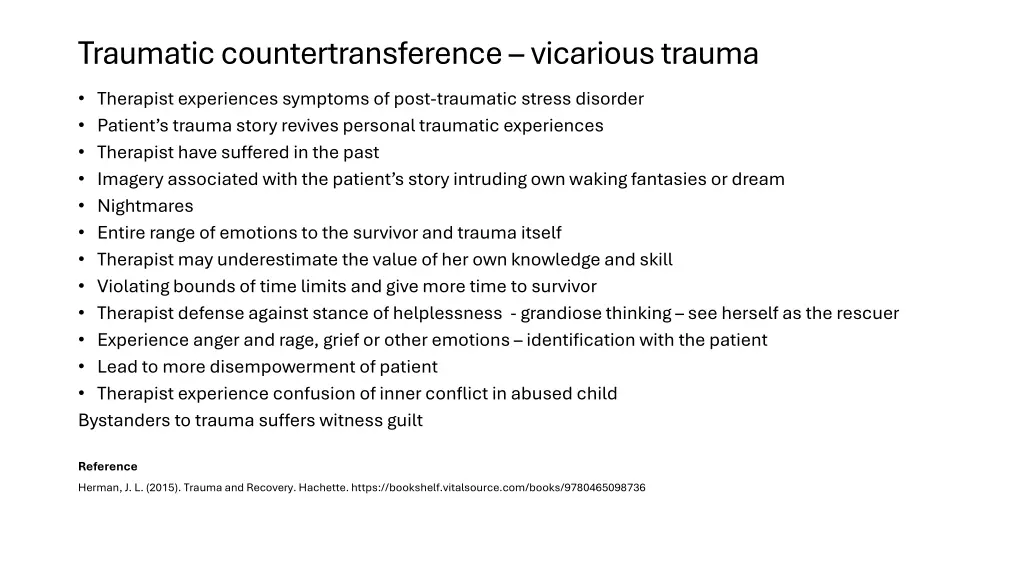 traumatic countertransference vicarious trauma