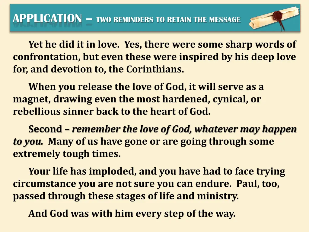 application two reminders to retain the message 1