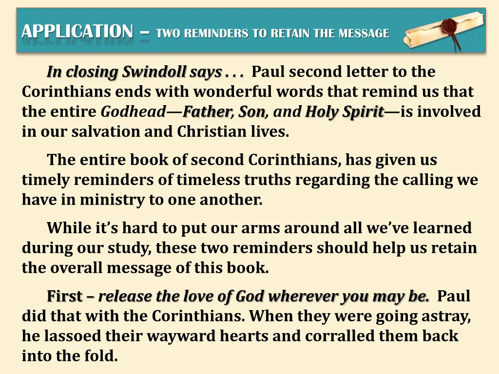 application two reminders to retain the message