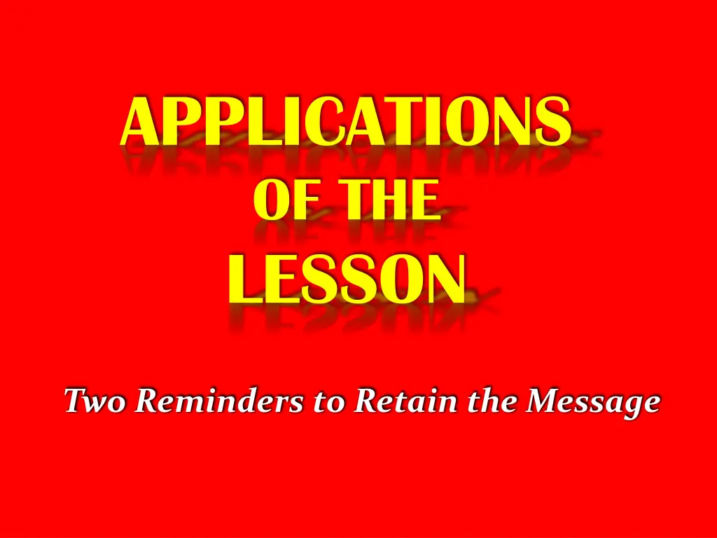applications of the lesson