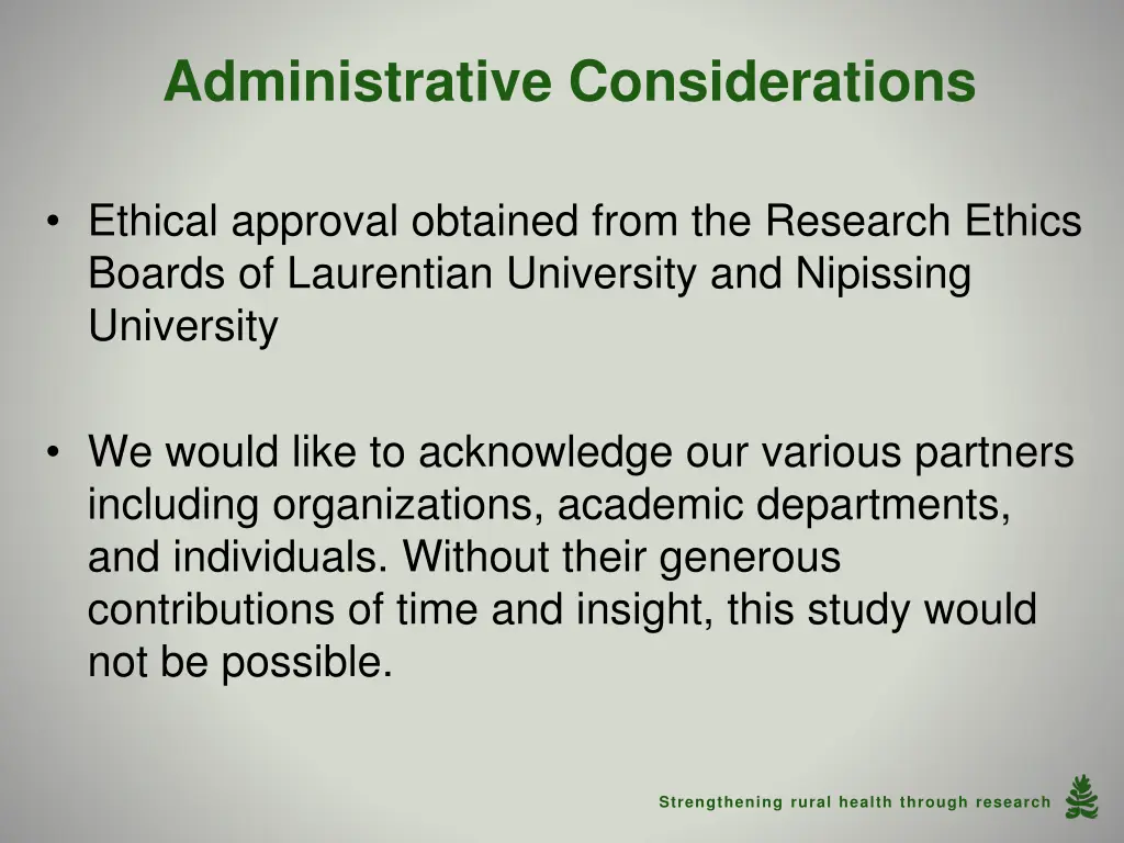 administrative considerations