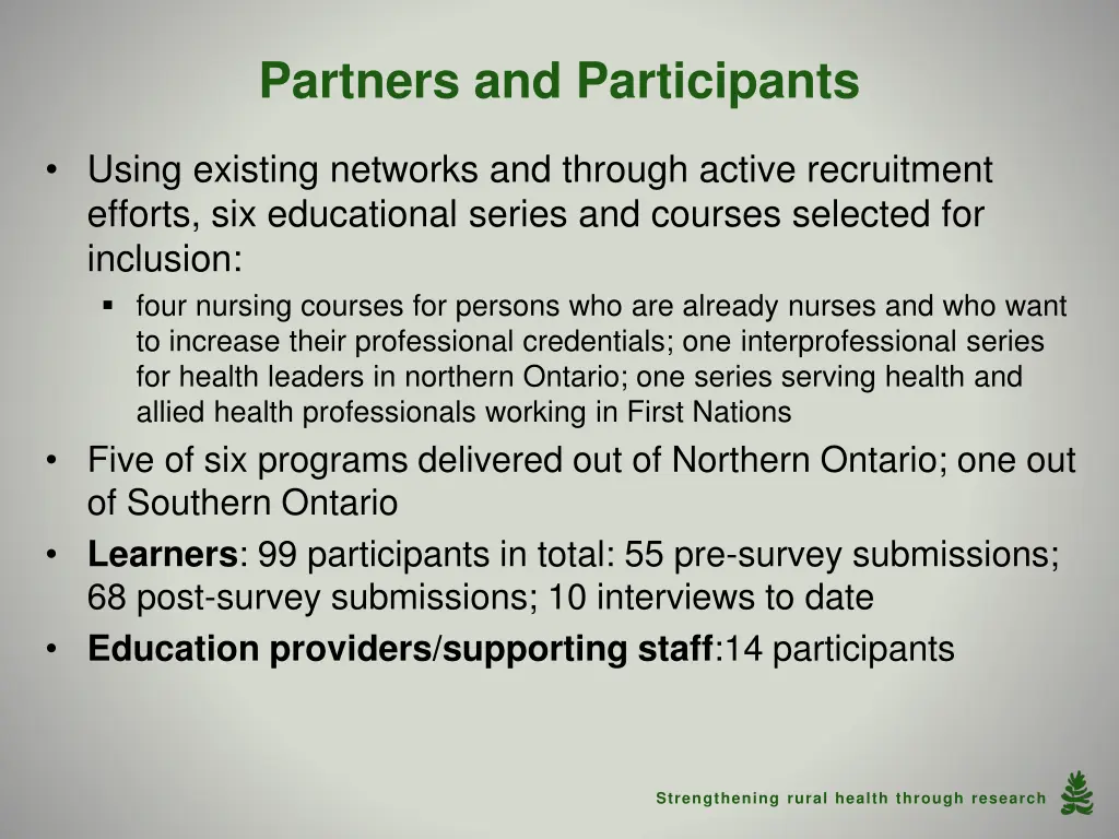 partners and participants