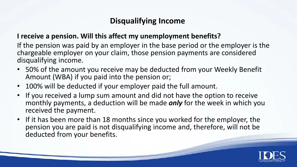 disqualifying income