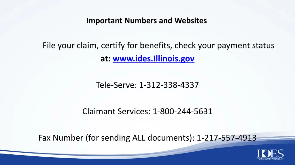 important numbers and websites