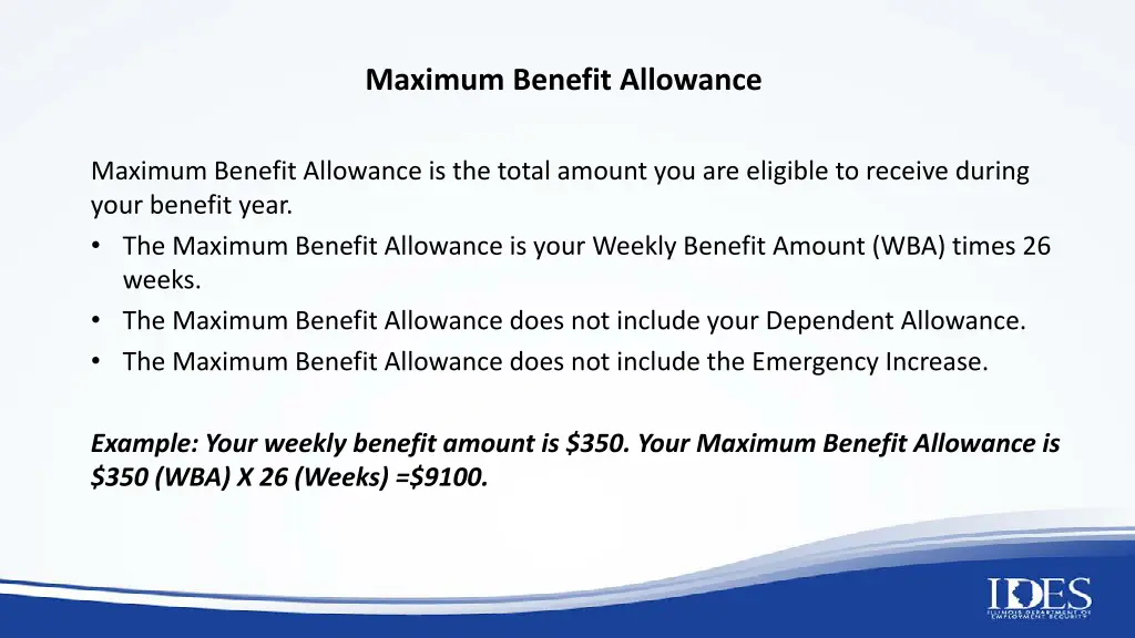 maximum benefit allowance