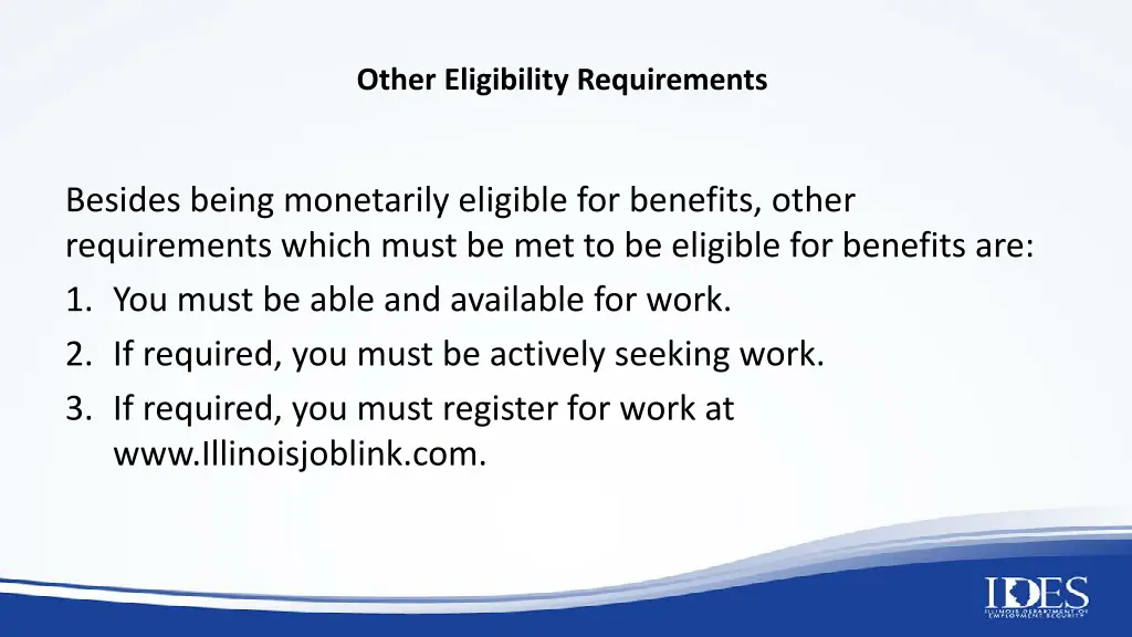 other eligibility requirements