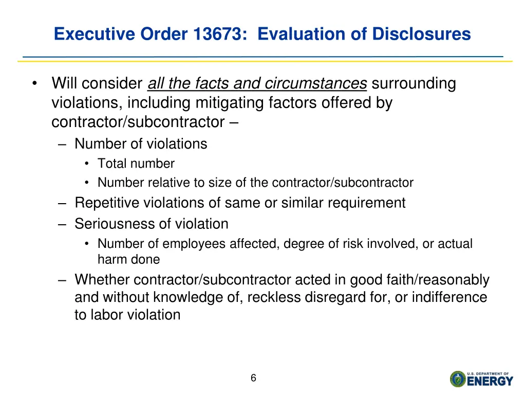 executive order 13673 evaluation of disclosures