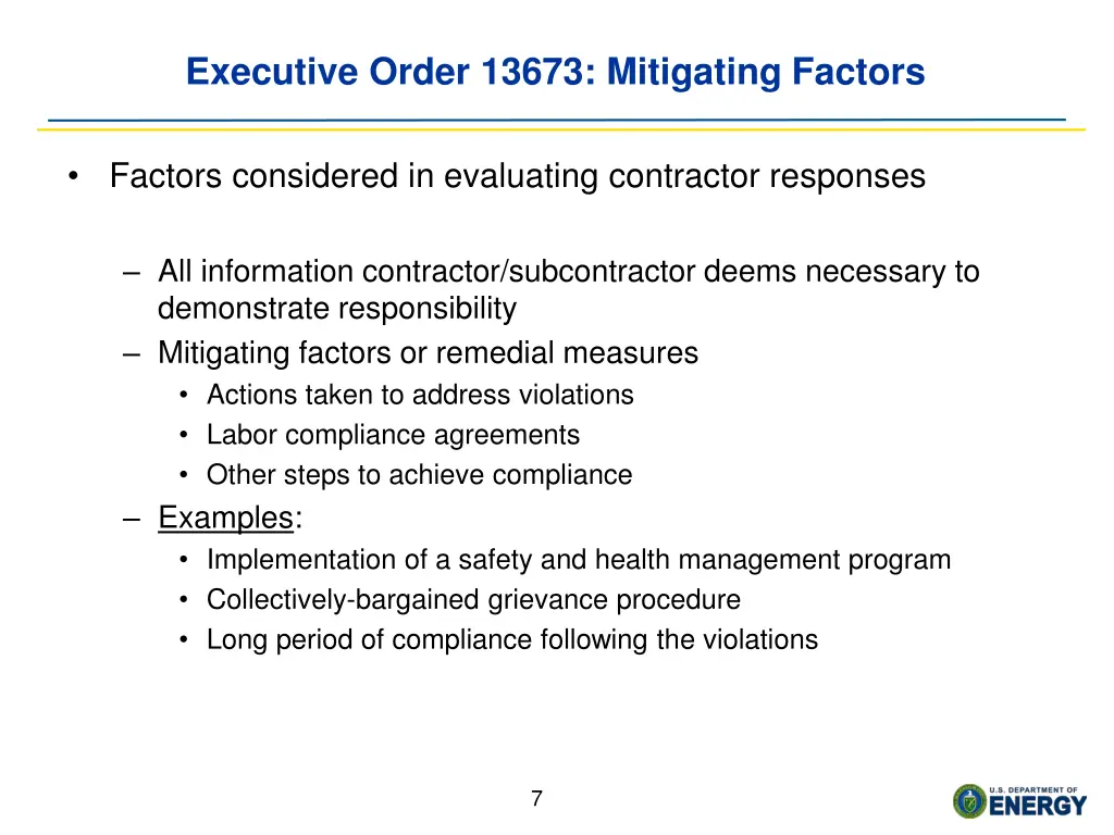 executive order 13673 mitigating factors