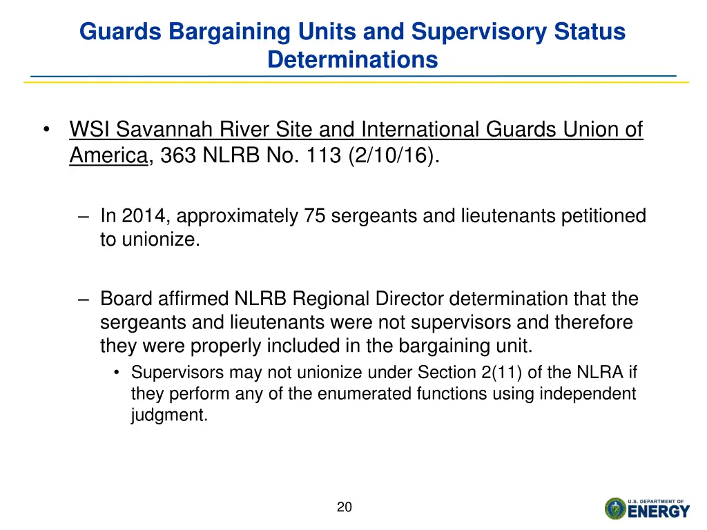 guards bargaining units and supervisory status