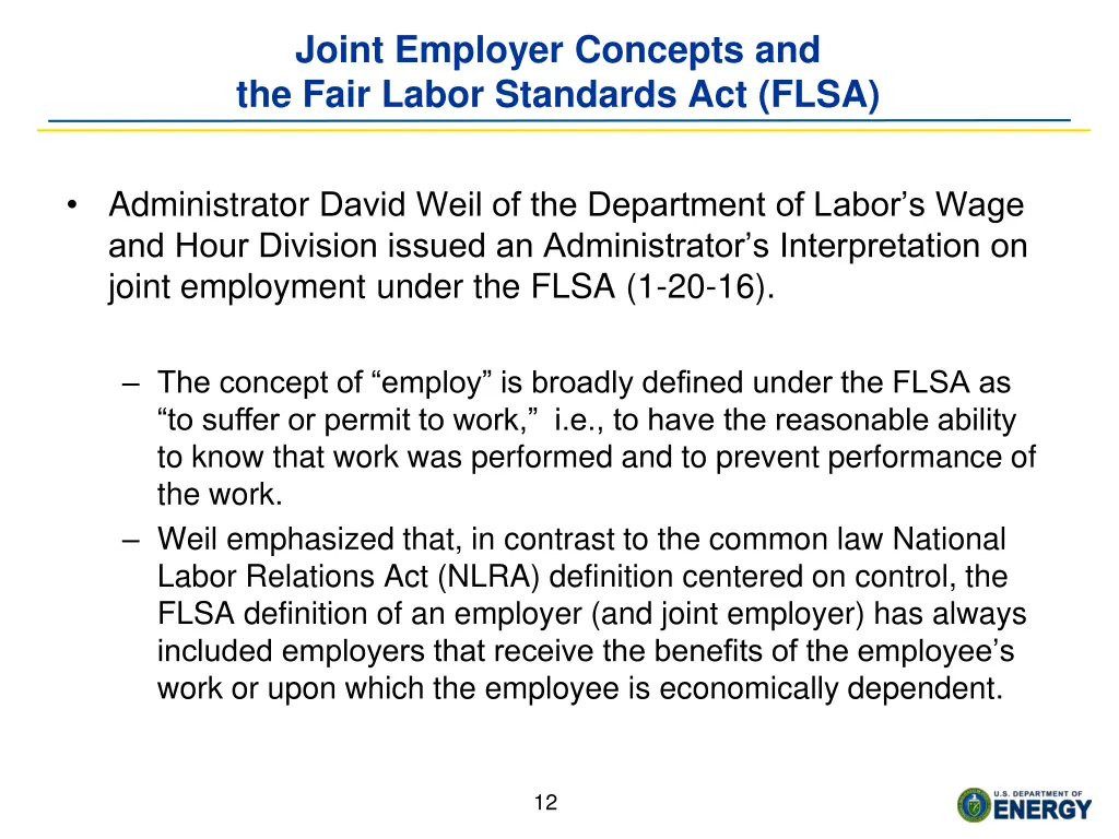 joint employer concepts and the fair labor