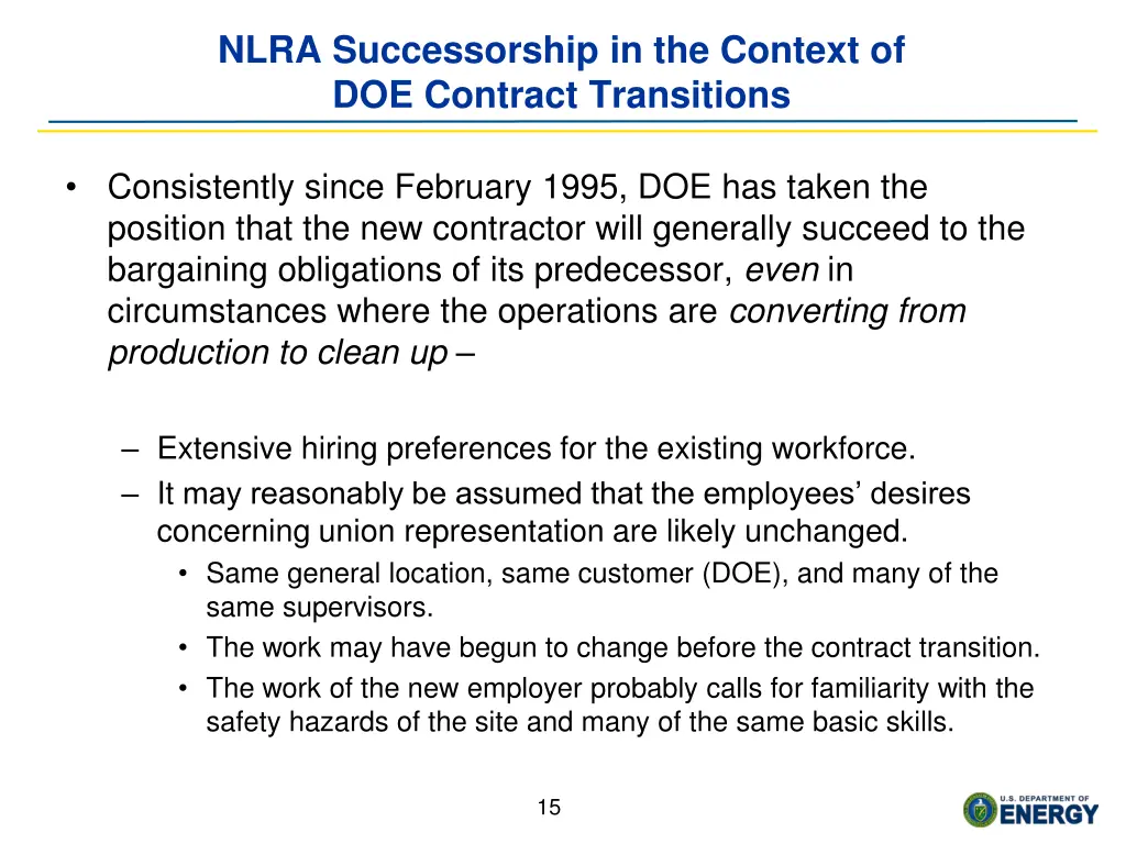 nlra successorship in the context of doe contract