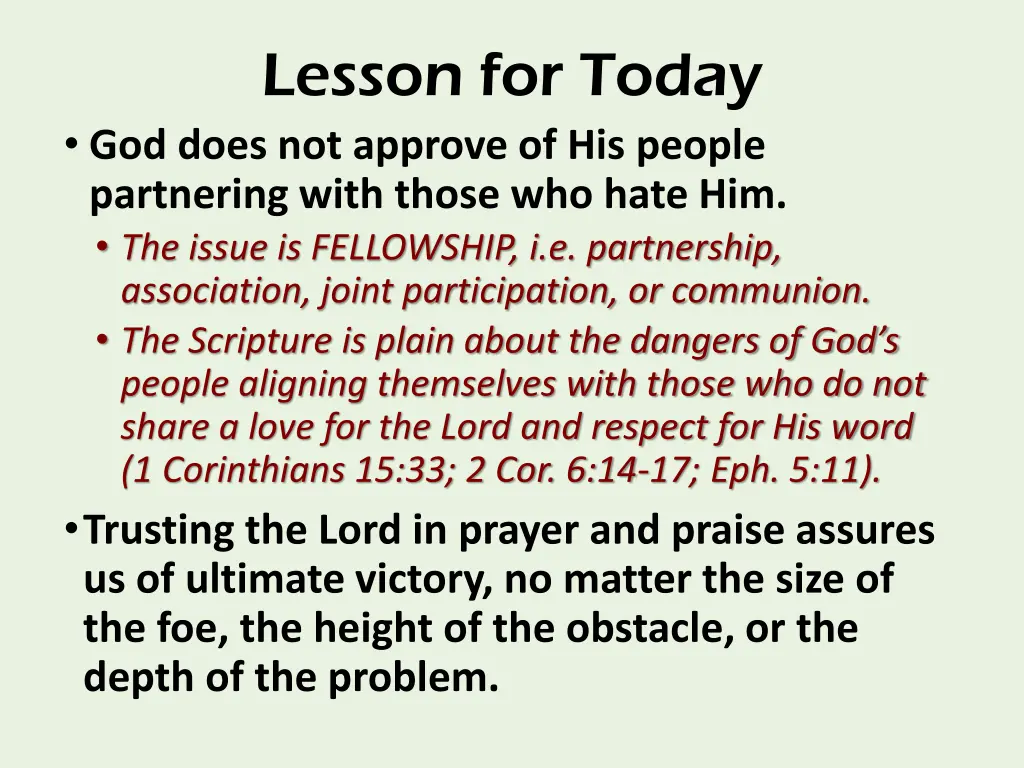 lesson for today god does not approve