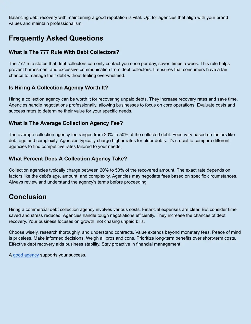 balancing debt recovery with maintaining a good