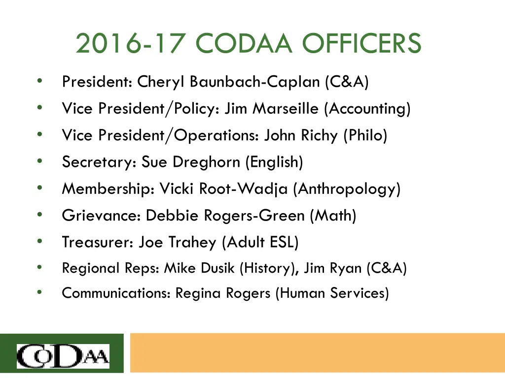 2016 17 codaa officers