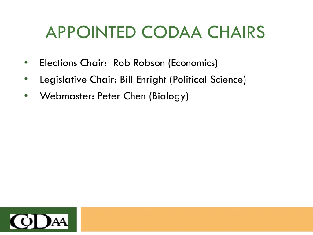 appointed codaa chairs