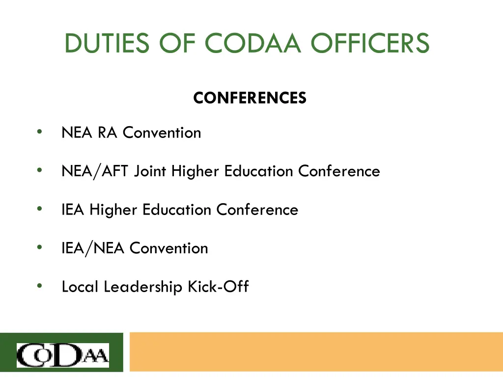 duties of codaa officers 1
