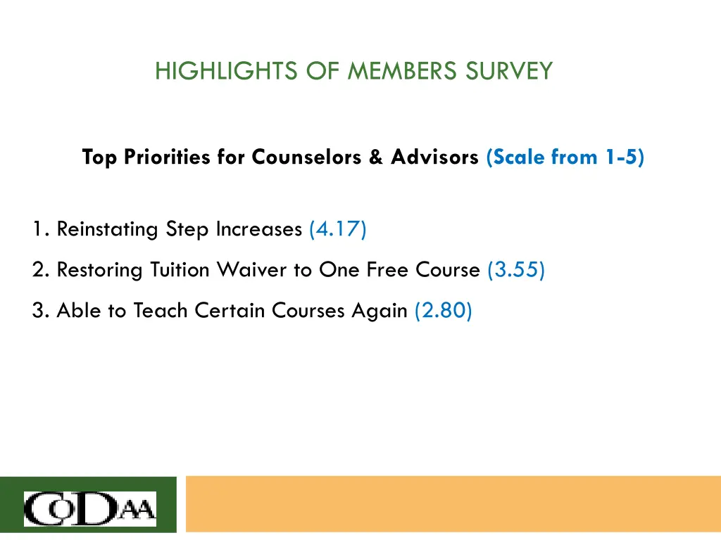 highlights of members survey 1