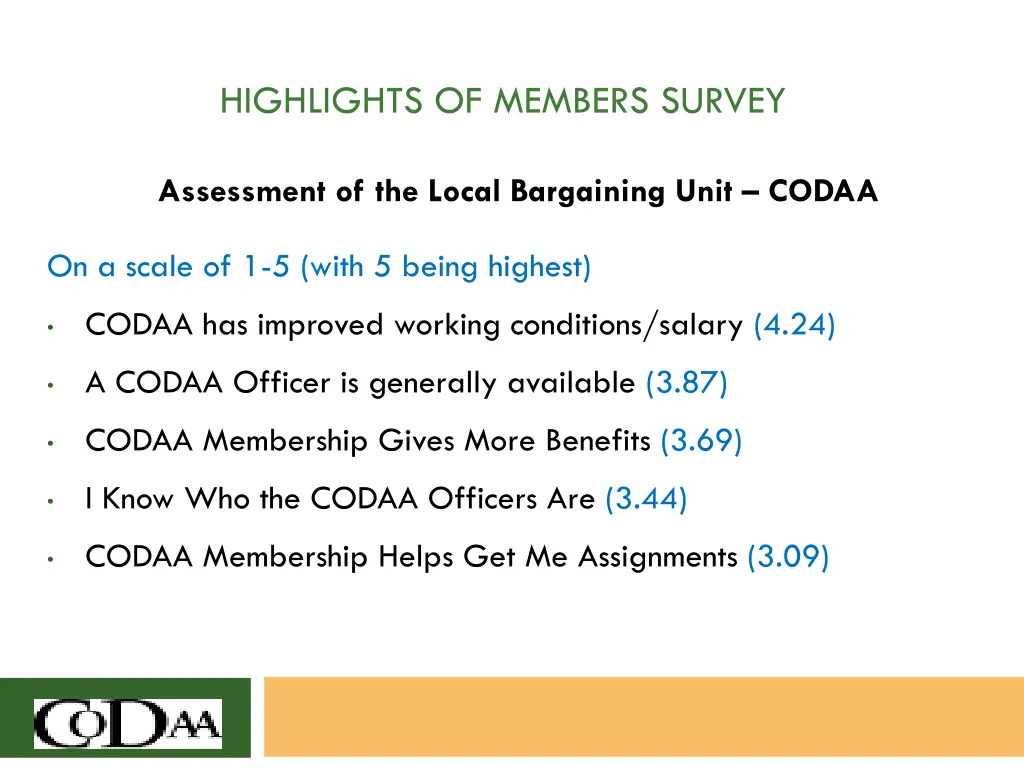highlights of members survey 3
