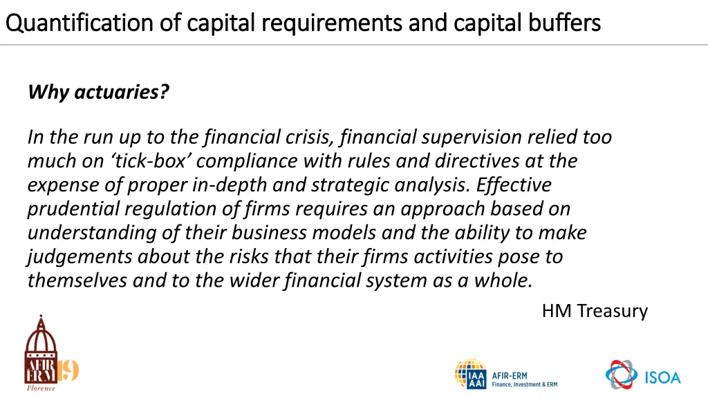 quantification of capital requirements 1