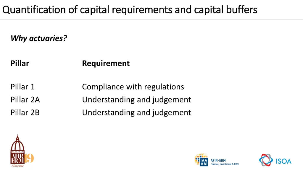 quantification of capital requirements