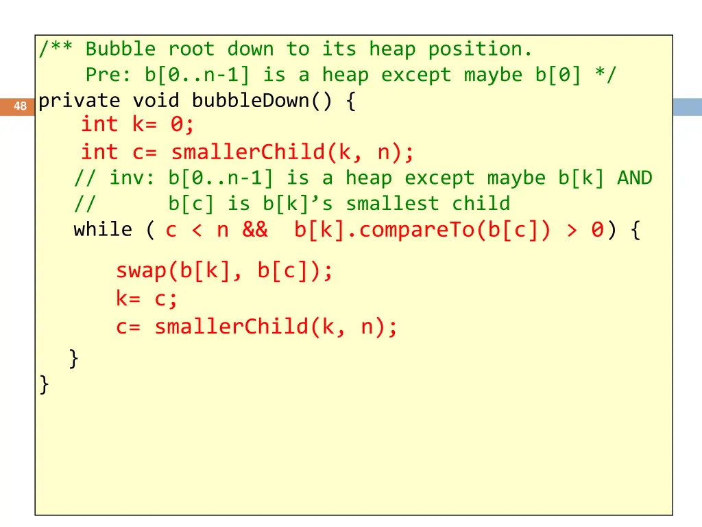 bubble root down to its heap position