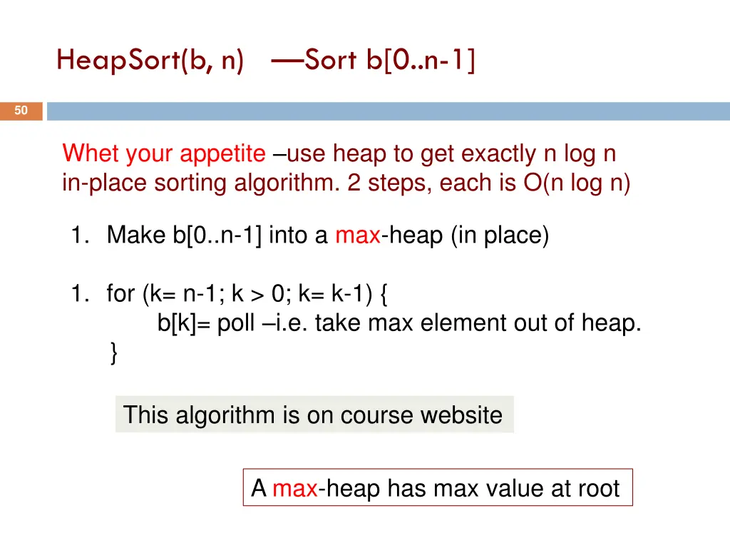 heapsort b n sort b 0 n 1