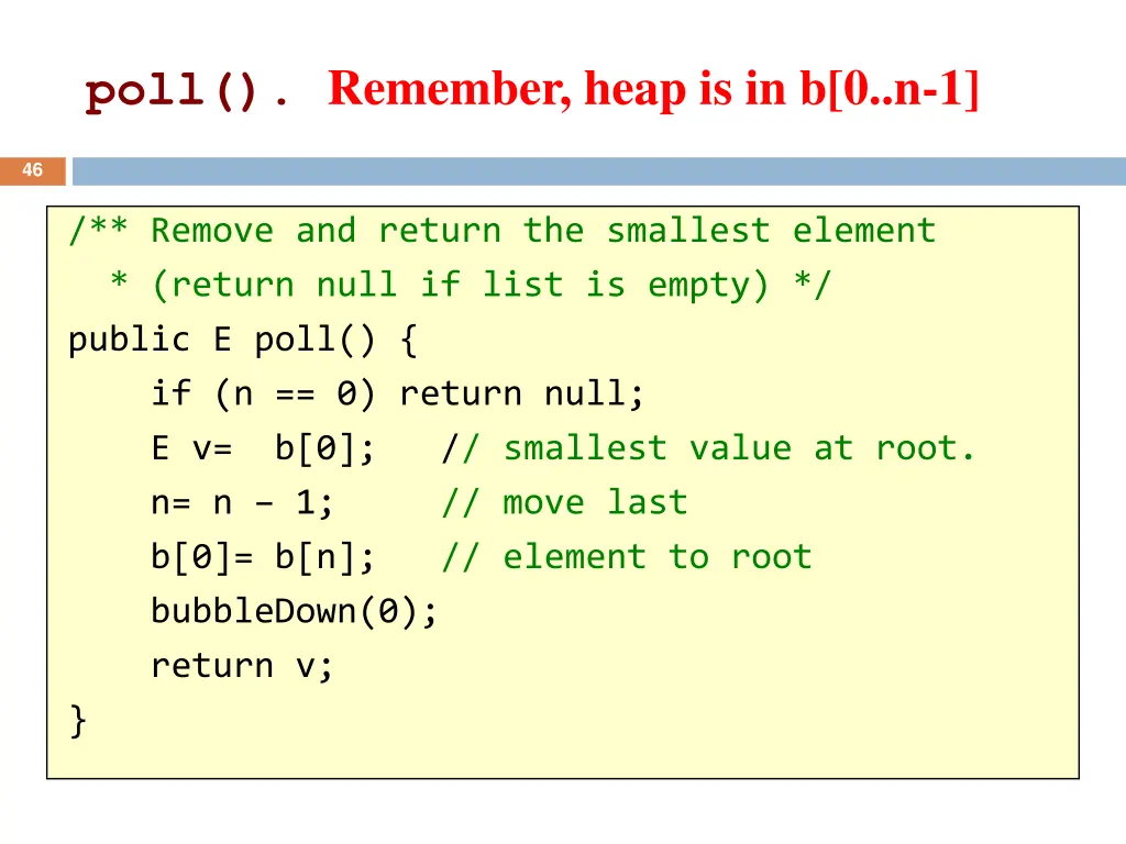 poll remember heap is in b 0 n 1