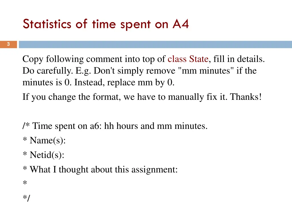statistics of time spent on a4