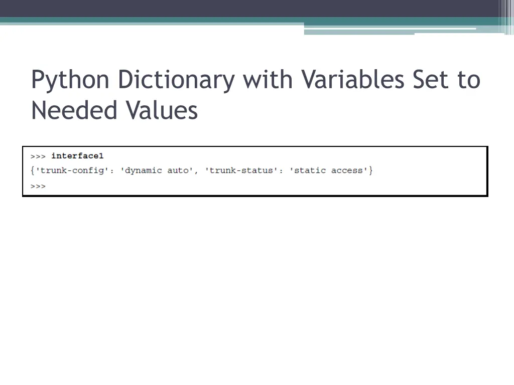 python dictionary with variables set to needed