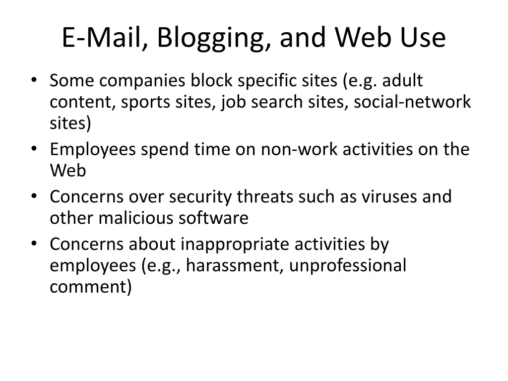 e mail blogging and web use 1