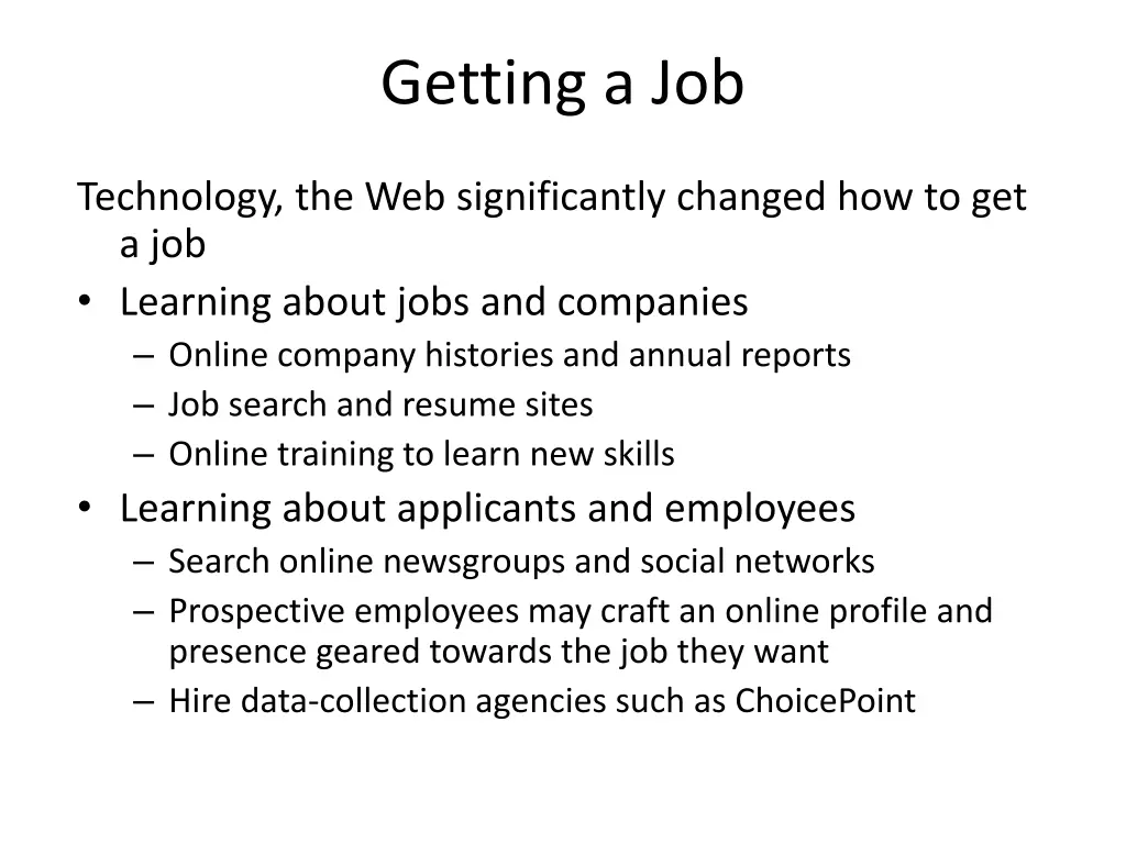 getting a job