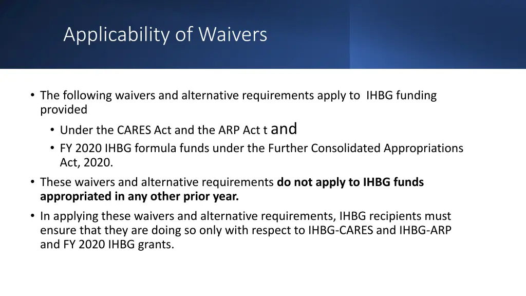 applicability of waivers