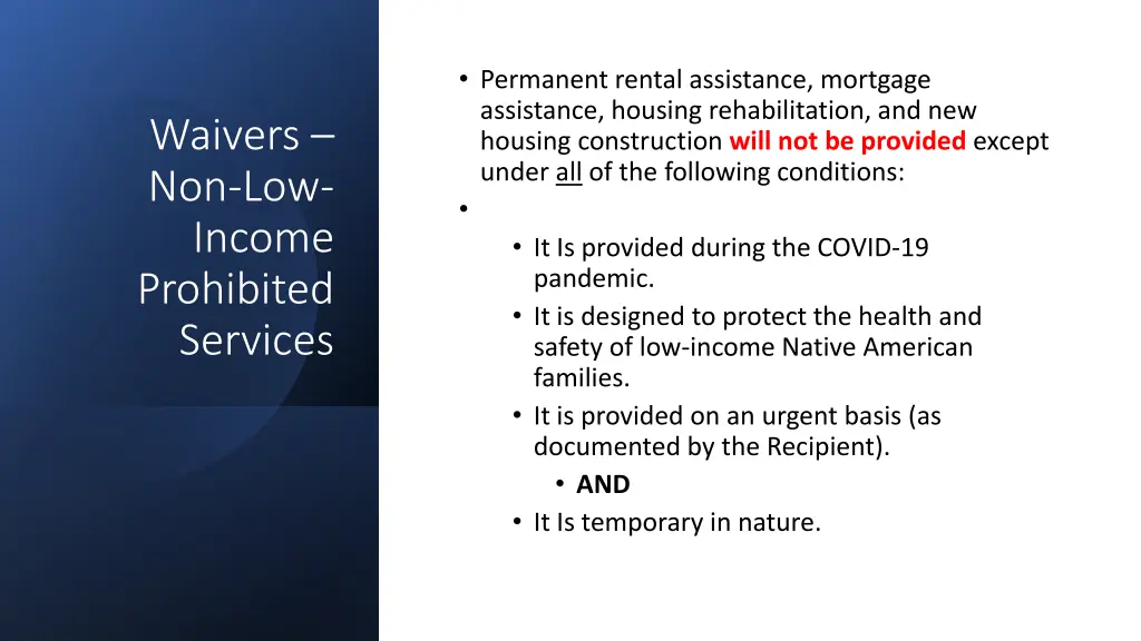 permanent rental assistance mortgage assistance
