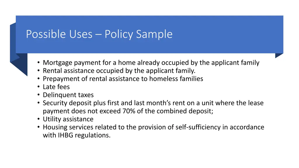 possible uses policy sample