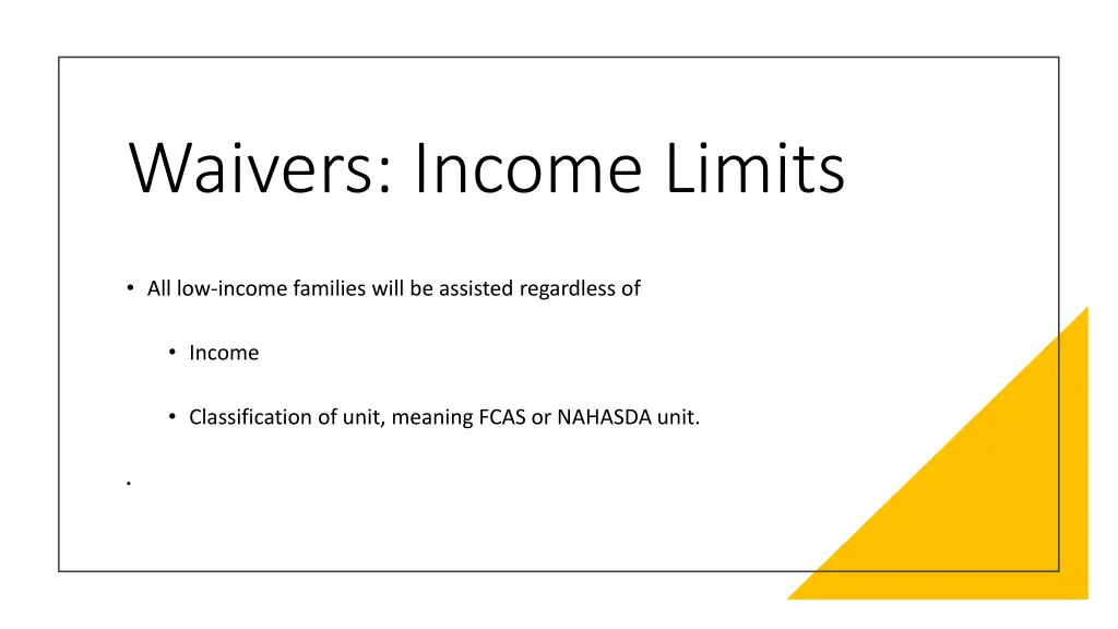waivers income limits