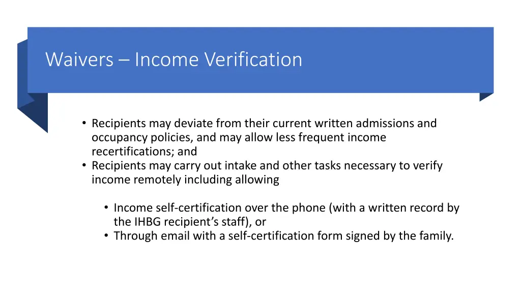 waivers income verification 1