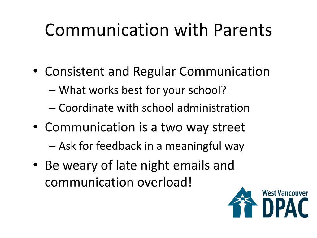 communication with parents