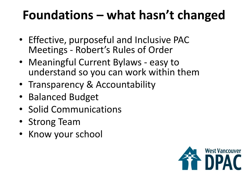foundations what hasn t changed